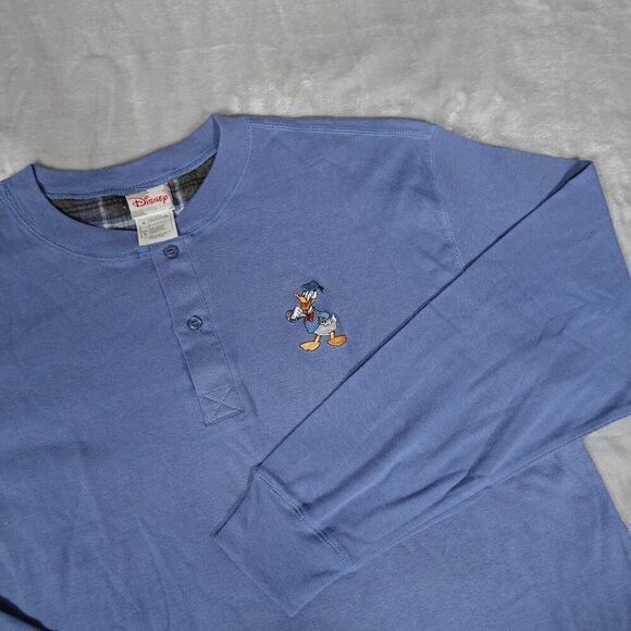 Disney Other - Vintage Disney Donald Duck Embroidered Henley Shirt Mens L Oversized Y2K Blue